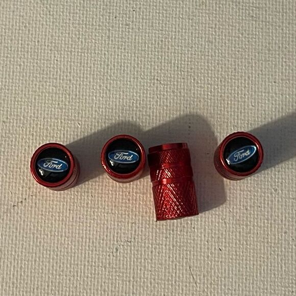 Ford logo valve Stem caps in Red set of 4 NWT - Picture 1 of 4
